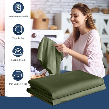 Pillowcases Queen 4 Pack, 20x30 Pillow Cases with Envelope Closure, Soft Plain Brushed Microfiber Covers Breathable Wrinkle-Resistant, Olive Green