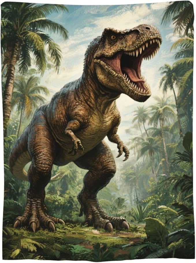Dinosaur Tyrannosaurus Rex Blanket Super Soft Warm Fluffy Fleece Flannel Throw Blanket Cozy Fuzzy Plush Stuff Bedding Blankets Gifts for Women Kids Boys Girls Adults 80"X60"