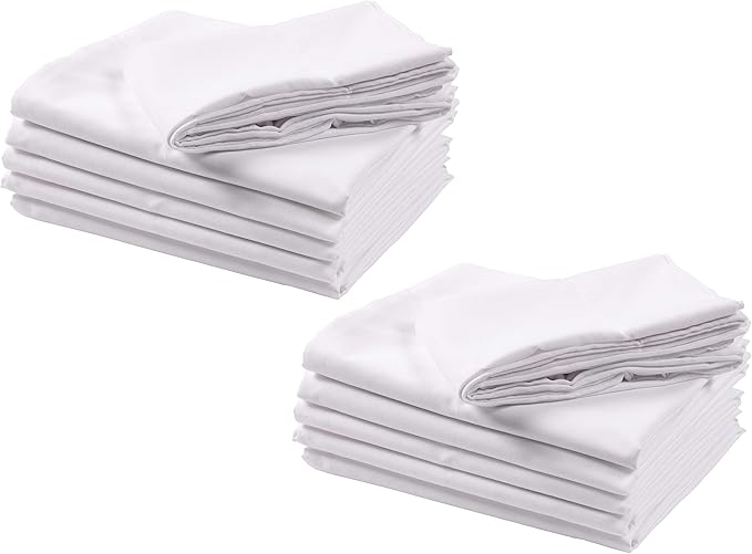 KAF Home Brushed Microfiber Pillow Cases Bulk Pack, Control Allergies and Ensure Sound Sleep, Set of 12, White (Pack of 2)