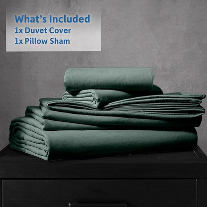Nestl Forest Green Duvet Cover Full Size - Soft Prewashed Full Size Duvet Cover Set, 3 Piece, with Zipper Closure, 1 Duvet Cover 80x90 inches and 2 Pillow Shams