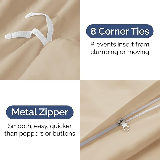 Duvet Cover King Size Set - Extra Soft King Duvet Cover 104" x 90" with 2 Pillow Shams - Hotel Luxury, Easy Care and Fade Free w/ Zipper Closures & Ties - All Season, Comfy, Cozy & Breathable (Cream)