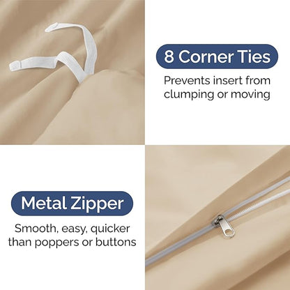 Duvet Cover King Size Set - Extra Soft King Duvet Cover 104" x 90" with 2 Pillow Shams - Hotel Luxury, Easy Care and Fade Free w/ Zipper Closures & Ties - All Season, Comfy, Cozy & Breathable (Cream)
