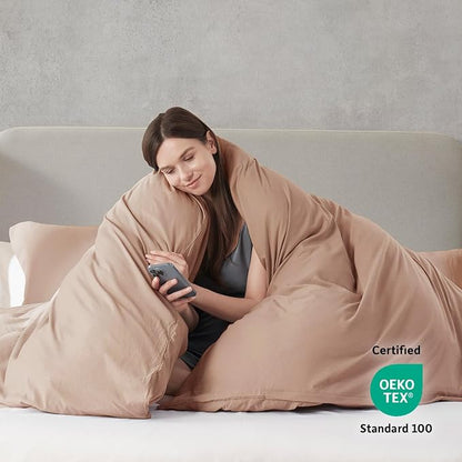 Nestl Twin Duvet Cover Set - Soft Prewashed Khaki Duvet Cover Twin/Twin XL, 2 Piece, with Zipper Closure, 1 Duvet Cover 68x90 inches and 1 Pillow Sham