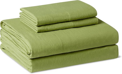 Amazon Basics Full Bed Sheet, 4-Piece Bedding Set, Double Brushed Microfiber, Ultra Soft, Easy Care, Green