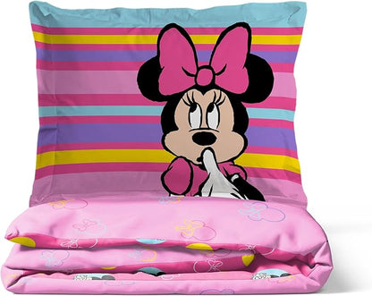 Jay Franco Duvet Cover Set – 2 Piece Comforter Cover and Sham Set, Super Soft Cozy Kids Bedding (Insert Not Included) Pink- Minnie Mouse, Twin