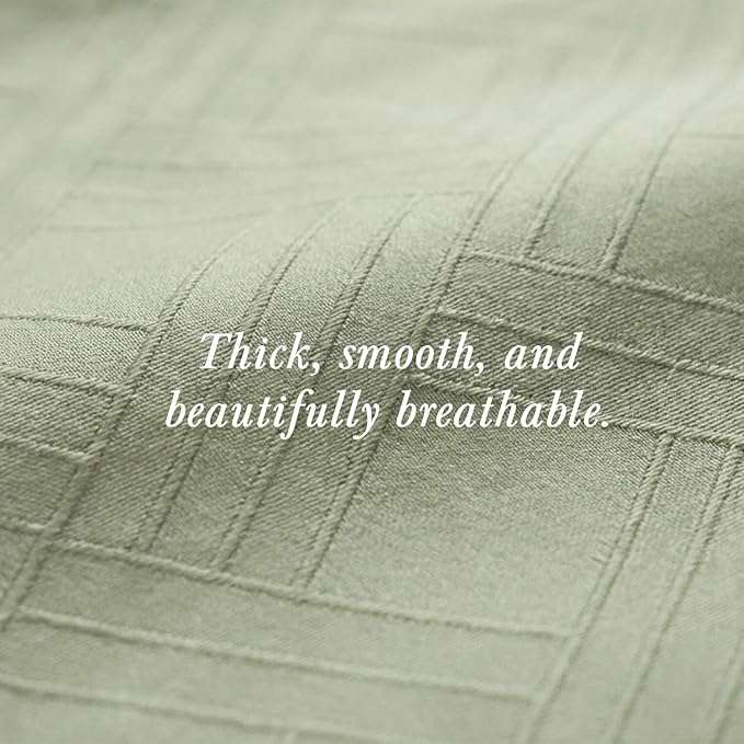 Threadmill King Size Sheets for King Mattress | 800 Thread Count Jacquard Celine Sage Green | Better Than Egyptian Cotton | 4 Pc Bed Sheets | Damask Sheet Fits 16'' Deep Pocket | 100% Cotton Sheets