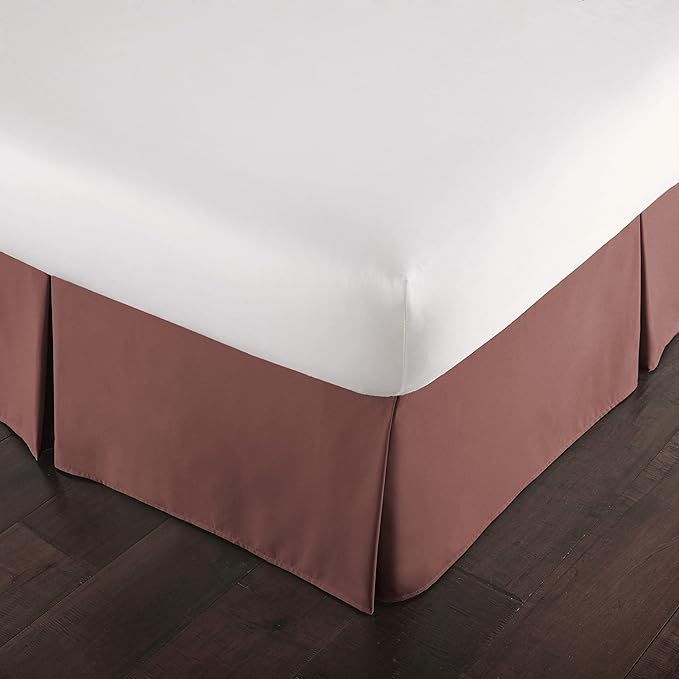 Southshore Fine Living, Inc. Queen Bed Skirt 14 Inch Drop, Pleated Bed Skirting Queen Size, Rust Colored Dust Ruffle, Pet Hair Resistant Bedding, Easy Care Microfiber - Marsala (Terra Cotta)