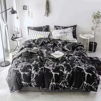 CLOTHKNOW Black White Full Size Comforter Sets Marble Bedding Comforter Sets Soft All Season Black Comforters with 2 x Pillow Cases