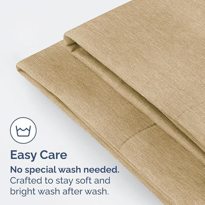 King Standard Pillow Cases Set of 4 - Soft Hotel Quality Pillowcase Covers - Comfy Bedding for Women, Men, Kids & Teens - Machine Washable Pillow Protectors - 4 Piece Set - King Standard Heathered Tan