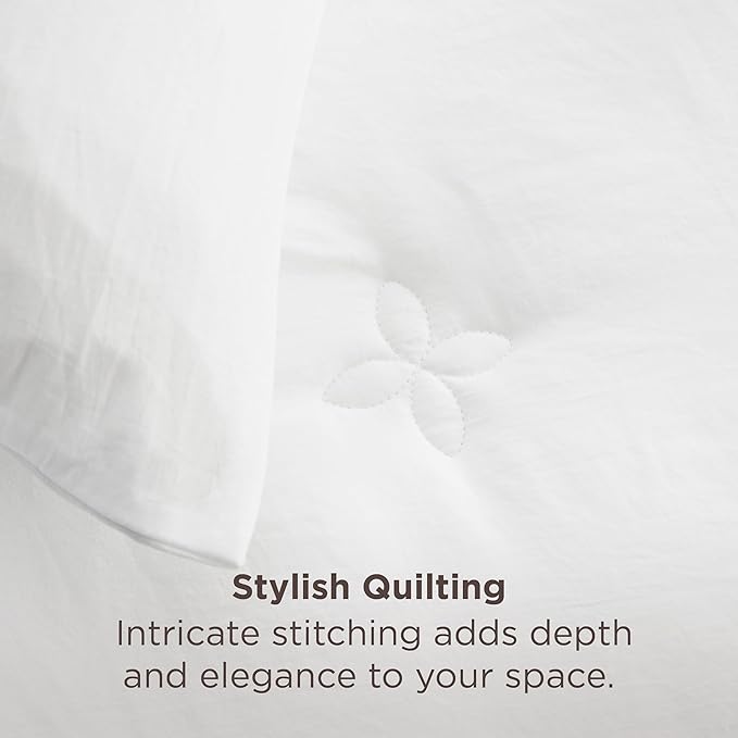 Bedsure Twin Comforter Set White, Soft Prewashed Twin Size Bedding, Quilted Comforter with Clover Design, Down Alternative Comforter for All Seasons, 2 Pieces Bed Set with 1 Pillow Sham