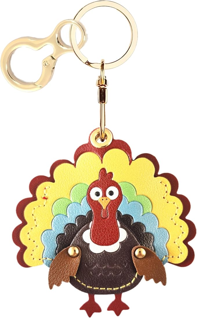 BORKUANA Leather Keychain Holder Case Compatible with AirTag,Cute Protective Cover with Keyring