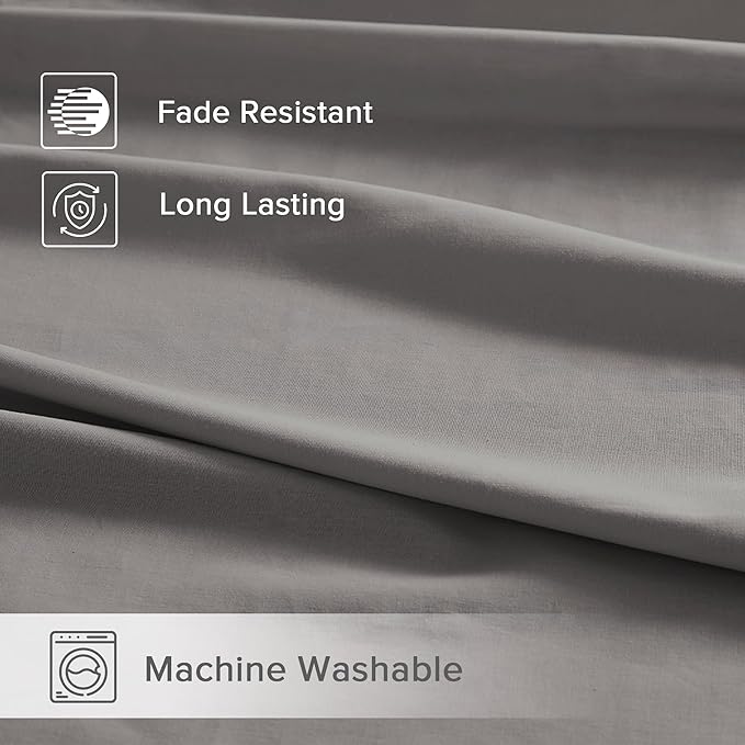 Comfort Spaces 100% Cotton Sheets King, Breathable & Ultra Soft Cotton Sheets, Naturally Cool Cotton Bed Sheets with 14" Elastic Pocket Fits up to 16" Mattress, All Season Sheet Set, Dark Gray 4 Piece