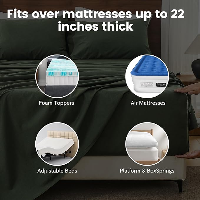 Bedlifes 100% French Linen Sheets King Size 18-24”Extra Deep Pocket 4-Piece Set Breathable & Moisture-Wicking,Soft & Durable Sheets for Thick Mattresses(Lavender)