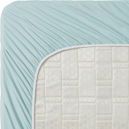 Clara Clark Bed Sheets Set, 4Piece California King Sheet Set, Microfiber, Deep Pocket, Light Blue Aqua, Solid, Premier 1800 Collection