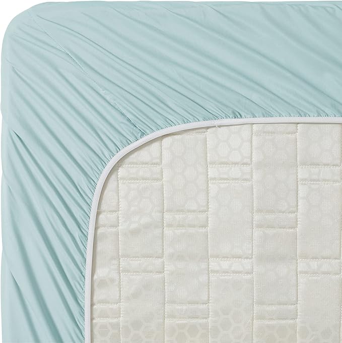 Clara Clark Bed Sheets, Premier 1800 Series 4 Piece Bed Sheet Set, Deep Pocket, Wrinkle, Fade, Stain Resistant, Luxury Soft Bedding Sheets & Pillowcases, Split King, Light Blue Aqua