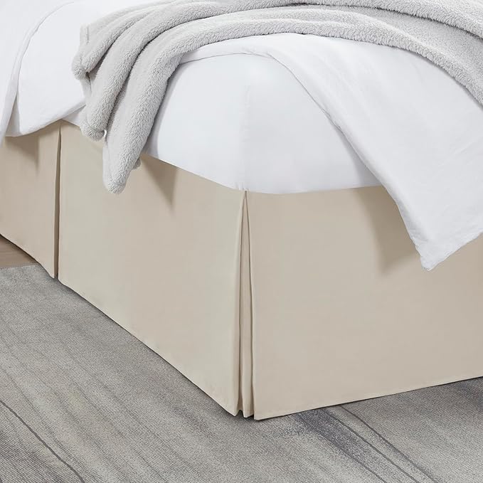 Nestl Linen Bed Skirt Cal King Size - Cal King Bed Skirt 14 Inch Drop - Brushed Microfiber Bed Skirts - Hotel Quality Pleated Bed Skirt - Shrinkage & Fade Resistant