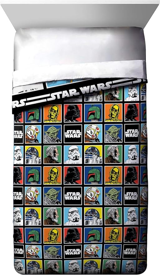 Jay Franco Kids Comforter - Super Soft Reversible Bedding Polyester Microfiber Fill, Multi - Star Wars, Full