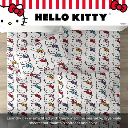 Collectibles Hello Kitty Bows Bedding Super Soft Cozy Microfiber 3 Piece Twin Sheet Set, (Officially Licensed Product) By Franco