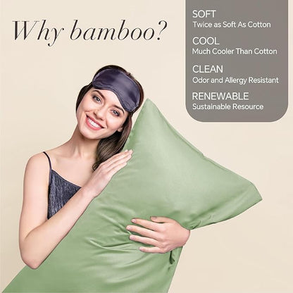 BEDELITE King Size Pillow Cases Set of 2, Rayon Derived from Bamboo, Cooling Pillow Cases for Hot Sleepers & Night Sweats, Breathable and Silky Soft Envelope Pillowcases(Sage Green, 20"x36")