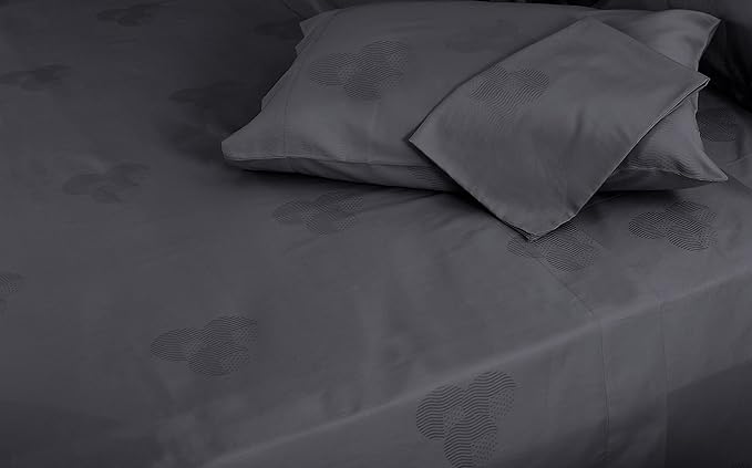 Threadmill Cotton Twin Sheet Set | 100% Cotton Sheets for Twin Size Bed | Damask Jacquard Sateen Twin Bed Sheets Set with 16” Deep Pocket | Soft Breathable 3-Piece Cooling Sheet Set | Dark Grey