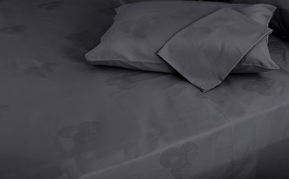 Threadmill Cotton Twin Sheet Set | 100% Cotton Sheets for Twin Size Bed | Damask Jacquard Sateen Twin Bed Sheets Set with 16” Deep Pocket | Soft Breathable 3-Piece Cooling Sheet Set | Dark Grey