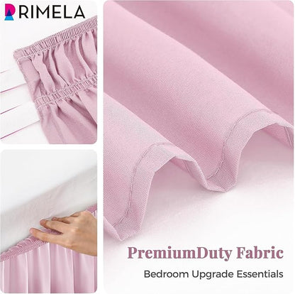 RIMELA Baby Purple Bed Skirt King Size 15 Inch Drop, Elastic Bed Skirting for Bed Base and Frame, Bedding Dust Ruffle Easy to Install, Lightweight Wrap Around Adjustable Bedskirt