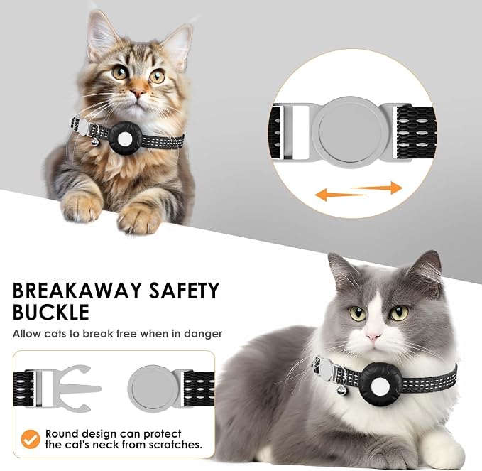 Cat Tracker, Lightweight Pet Tracker for Cats, Waterproof GPS Tracker for Cats Compatible with Apple Find My App(Only iOS), Real-Time Tracking, Precise Positioning, No Monthly Fee