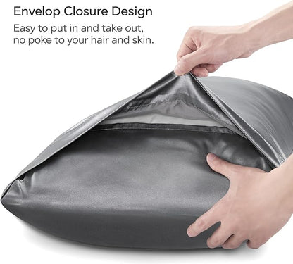 BEDELITE Satin Body Pillow Cover, Super Soft and Cooling Body Pillow Pillowcase for Hair and Skin, Breathable Silky Full Long Pillowcase Cover(20"x54", Dark Grey)