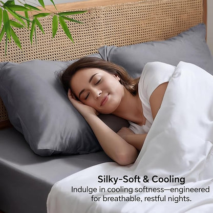BEDELITE King Size Pillow Cases Set of 2, Rayon Derived from Bamboo, Cooling Pillow Cases for Hot Sleepers & Night Sweats, Breathable and Silky Soft Envelope Pillowcases(Grey, 20"x40")
