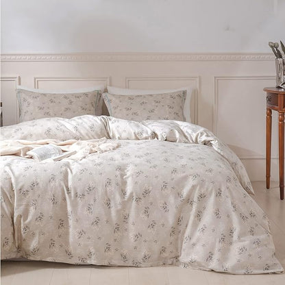 HighBuy Boho Floral Comforter Set Twin XL Beige Botanical Bedding Comforter Set Twin XL Bed Soft Cottagecore Flowers Bedding Set Aesthetic Farmhouse,1 Twin XL Comforter with 2 Pillowcase