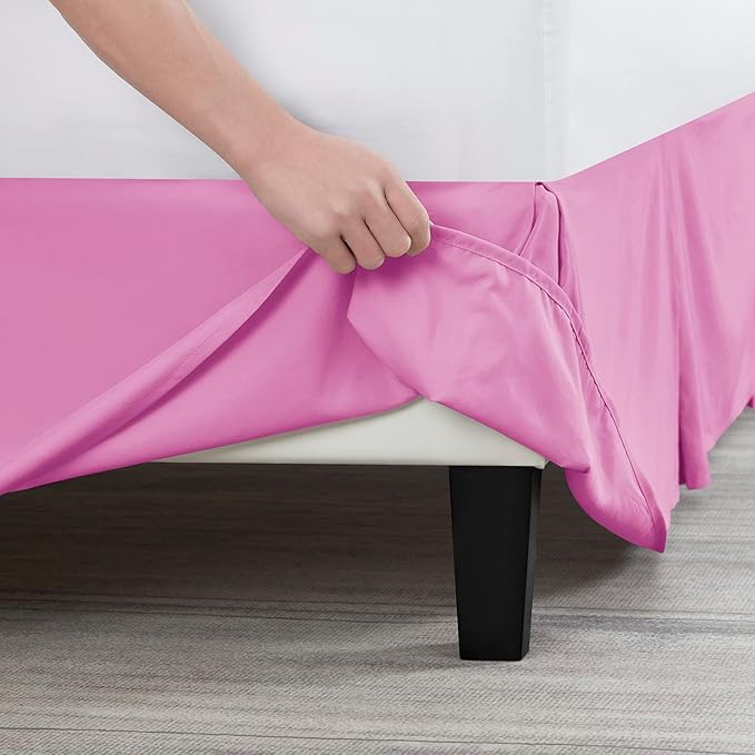 Nestl Light Pink Full Bed Skirt - Full Size Bed Skirt 14 Inch Drop - Brushed Microfiber Bed Skirts - Hotel Quality Pleated Bed Skirt - Shrinkage & Fade Resistant