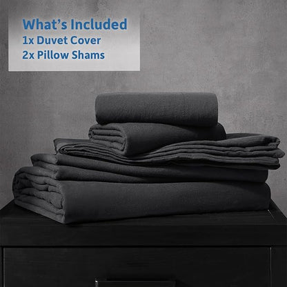 Nestl Black Duvet Cover Queen Size - Soft Prewashed Queen Duvet Cover Set, 3 Piece, with Zipper Closure, 1 Duvet Cover 90x90 inches and 2 Pillow Shams - No Comforter