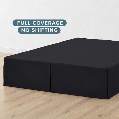 Bare Home California King Bed Skirt - 15-Inch Tailored Drop Easy Fit - Bed Skirt for Cal King Beds - Center & Corner Pleats (Cal King, Black)
