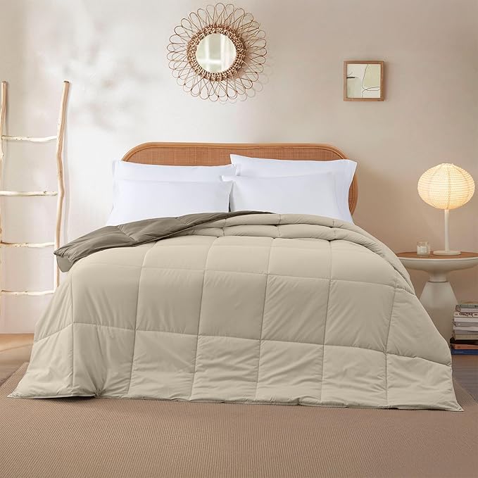 Modern Threads Down Alternative Reversible Comforter Taupe/Champagne Queen