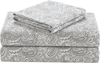Comfort Spaces 100% Cotton Sheet Set Breathable, Lightweight, Soft with 14" Elastic Pocket Fits up to 16" Mattress, All Season Cozy Bedding, Matching Pillow Case, Cal King Paisley Multi 4 Piece