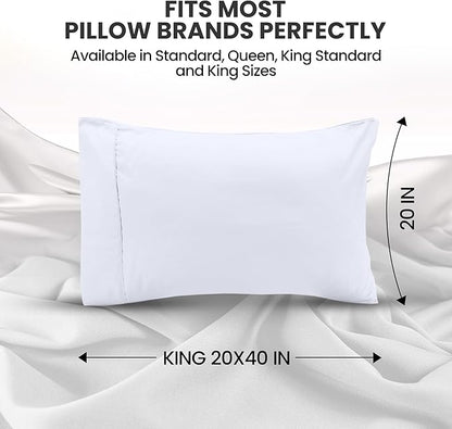 Utopia Bedding King Pillow Cases - 2 Pack - Envelope Closure - Soft Brushed Microfiber Fabric - Shrinkage and Fade Resistant Pillow Covers King Size 20 X 40 Inches (King, White)