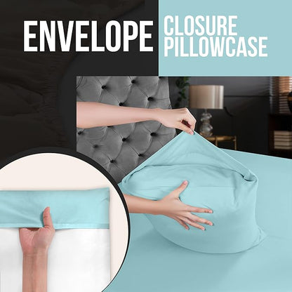 Utopia Bedding Queen Pillow Cases - 12 Pack - Envelope Closure - Soft Brushed Microfiber Fabric - Shrinkage and Fade Resistant Pillow Covers Queen Size 20 X 30 Inches (Queen, Spa Blue)