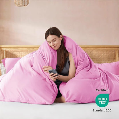 Nestl Light Pink California King Duvet Cover Sets - Soft Double Brushed Cal King Duvet Cover, 3 Piece, with Button Closure, 1 Duvet Cover 104x98 inches and 2 Pillow Shams
