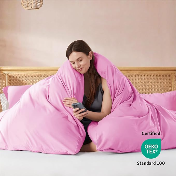 Nestl Light Pink Duvet Cover King Size - Soft Double Brushed King Duvet Cover Set, 3 Piece, with Button Closure, 1 Duvet Cover 104x90 inches and 2 Pillow Shams