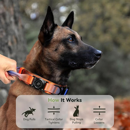 2026 Upgrade Waterproof Tactical AirTag Dog Collar, Built in AirTag Holder | Comfortable Control Handle, Quick Release Metal Buckle, Durable 1000D Nylon, For Medium to Large Dogs, Ocean Blaze,XL