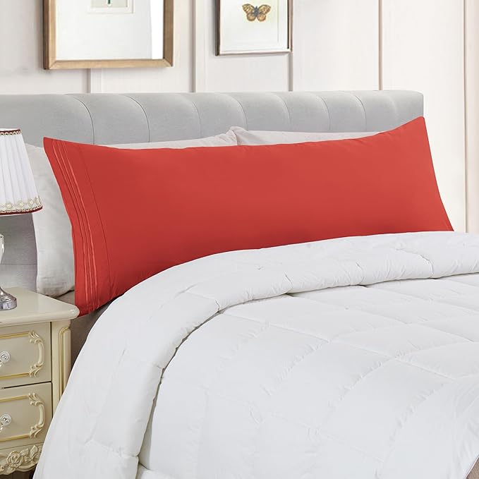 Elegant Comfort Luxury Ultra-Soft 1-Piece Body Pillowcase - 1500 Premium Hotel Quality Microfiber Double Brushed - Wrinkle Resistant, Body Pillowcase Size, Rust