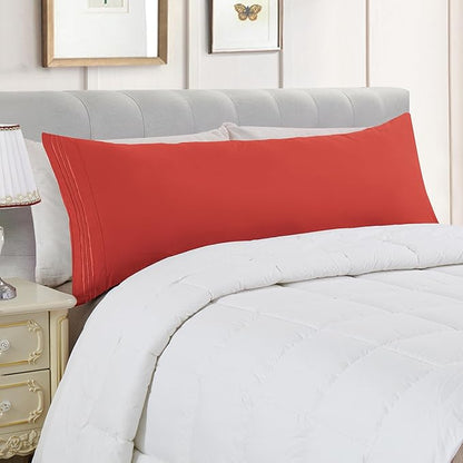 Elegant Comfort Luxury Ultra-Soft 1-Piece Body Pillowcase - 1500 Premium Hotel Quality Microfiber Double Brushed - Wrinkle Resistant, Body Pillowcase Size, Rust