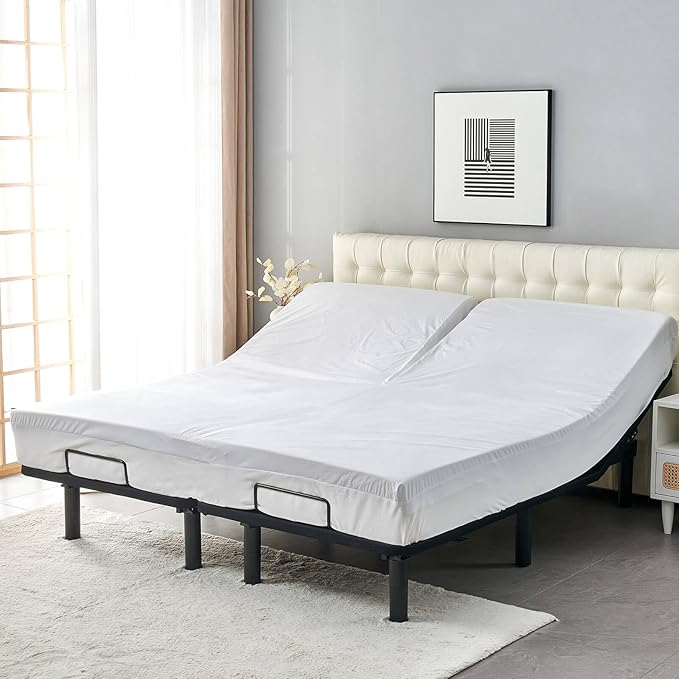 36-39" Split Top California King Mattress Protector for Adjustable Bed with Upper Flex Head Waterproof Ultra Soft Jersey Fitted Mattress Cover