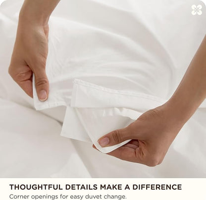 Bedsure Cotton Duvet Cover Full - Luxury Slub Weave 100% Cotton Duvet Cover Set, PureWoven Bedding Set with a Linen Like Textured, Easy Change, Coconut White, 80" x 90"