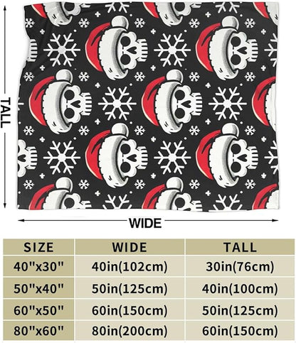 Gothic Christmas Skull Blanket Super Soft Warm Fluffy Fleece Flannel Throw Blanket Cozy Fuzzy Plush Stuff Bedding Blankets Gifts for Women Kids Boys Girls Adults 60"X50"