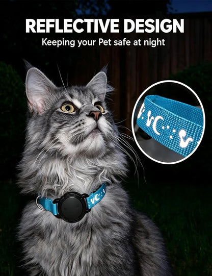 GPS Cat Tracker Collar (iOS & Android) - Real-Time Activity Tracking Blue | No Subscription Smart Pet Finder Tag, Works with Google Find Hub & Apple Find My App for Keys, Kitten Items