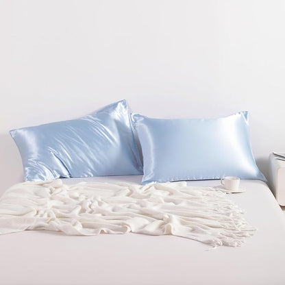 NTBAY 2 Pack Satin King Pillowcases for Hair and Skin, Luxurious and Silky Pillow Cases with Envelope Closure, 20x40 Inches, Aqua