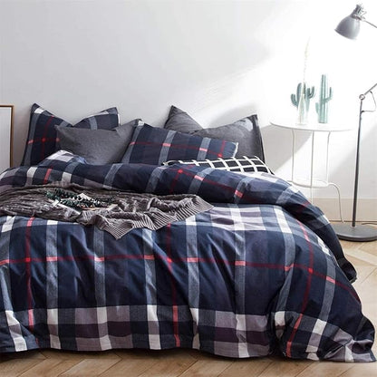 Cottonight Navy Plaid Comforter Set Full Dark Blue Bedding Comforter Set Buffalo Gingham Blanket Quilts Checkered Blue Soft Breathable Grid Bedding Set for Women Men Full Bed