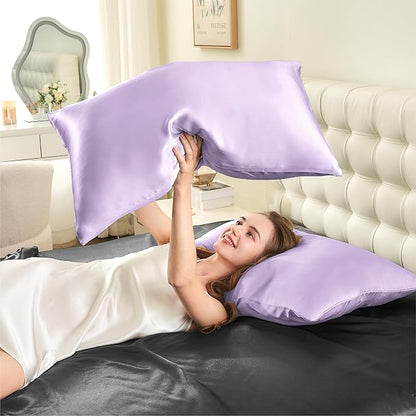 INFIIXSO Mulberry Silk Pillow Case King Size, Silk Pillowcase with Hidden Zipper 20"x36", Extraordinary Smooth and Soft Pillow Cases for Hair and Skin(Lavender, 1 Pack)
