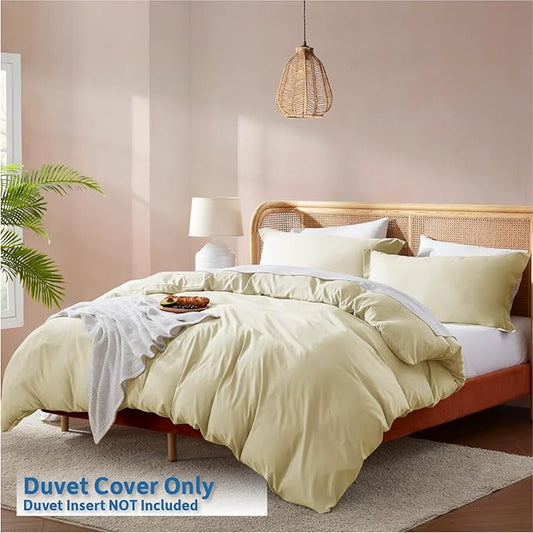 Nestl Twin Duvet Cover Set - Soft Double Brushed Vanilla Yellow Duvet Cover Twin XL, 2 Piece Set with Button Closure, 1 Duvet Cover 68x90 inches and 1 Pillow Sham